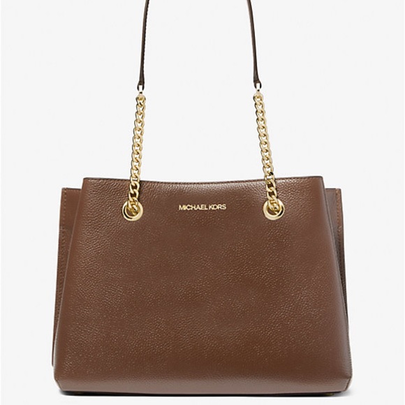 MICHAEL KORS
Teagan Large Pebbled Leather Shoulder Bag
COLOR MOCHA 
NWT - Picture 1 of 3